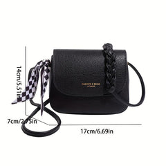Mini Contrast Crossbody Bag Vegan Leather Square Purse Scarf Shoulder Bag