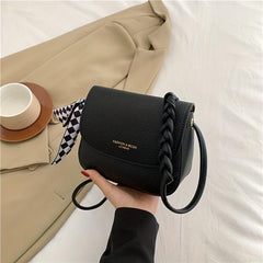 Mini Contrast Crossbody Bag Vegan Leather Square Purse Scarf Shoulder Bag