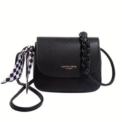 Mini Contrast Crossbody Bag Vegan Leather Square Purse Scarf Shoulder Bag