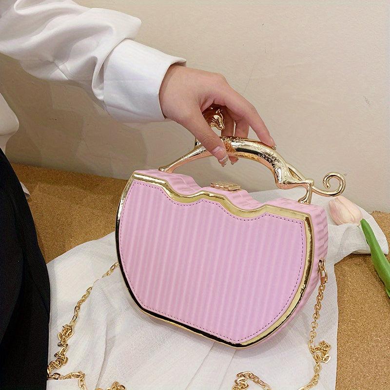 Geometric Crossbody Box Bag with Animal Handle
