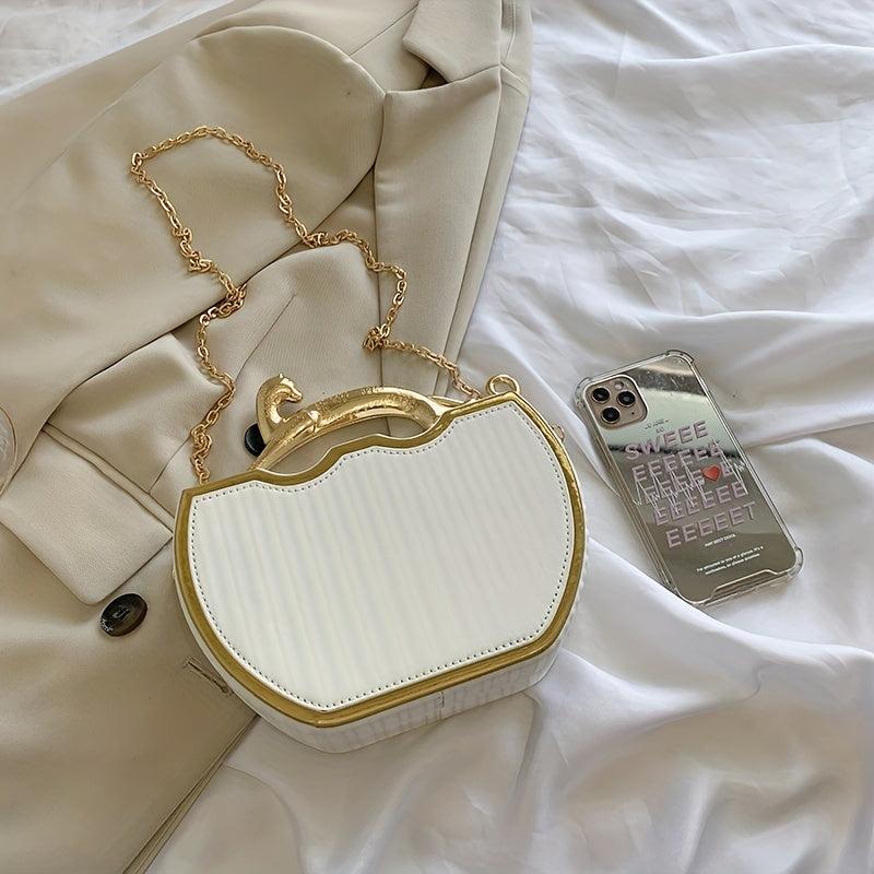 Geometric Crossbody Box Bag with Animal Handle