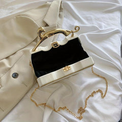 Geometric Crossbody Box Bag with Animal Handle