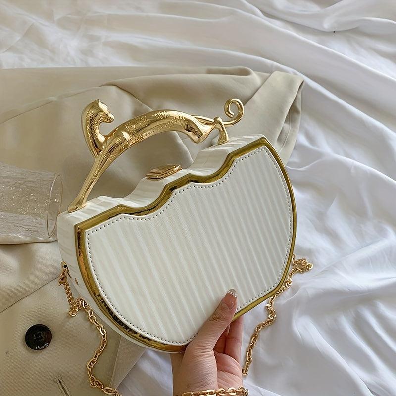 Geometric Crossbody Box Bag with Animal Handle