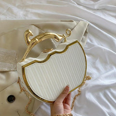 Geometric Crossbody Box Bag with Animal Handle
