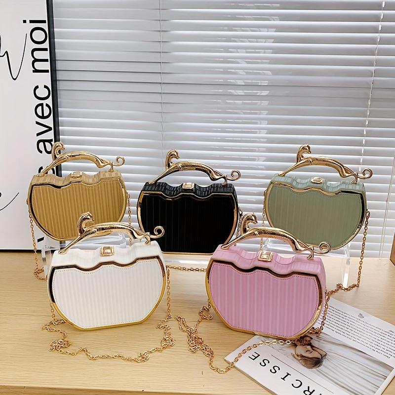 Geometric Crossbody Box Bag with Animal Handle