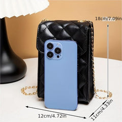 Quilted Metal Chain Crossbody Cell Phone Bag