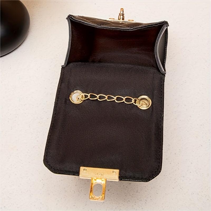 Quilted Metal Chain Crossbody Cell Phone Bag