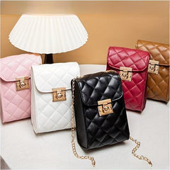 Quilted Metal Chain Crossbody Cell Phone Bag