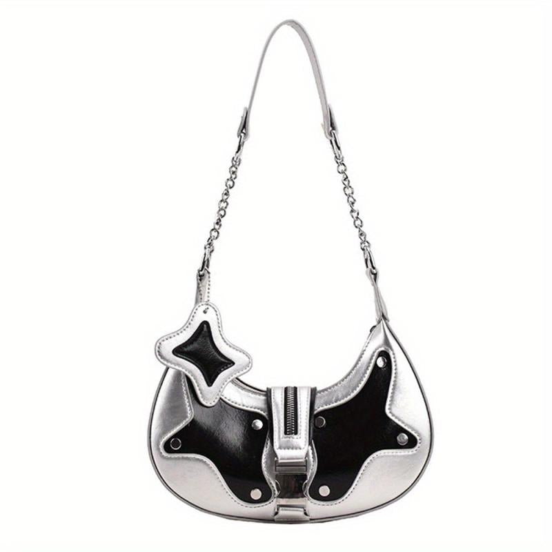 Y2K Studded Decor Hobo Bag Chain Crossbody Bag Punk Style