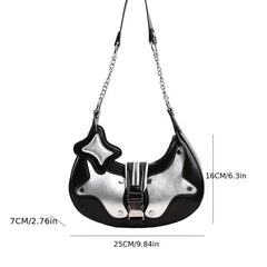 Y2K Studded Decor Hobo Bag Chain Crossbody Bag Punk Style