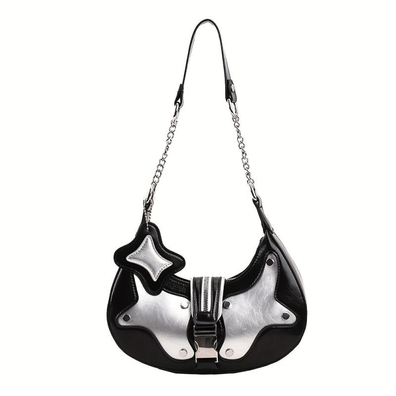 Y2K Studded Decor Hobo Bag Chain Crossbody Bag Punk Style