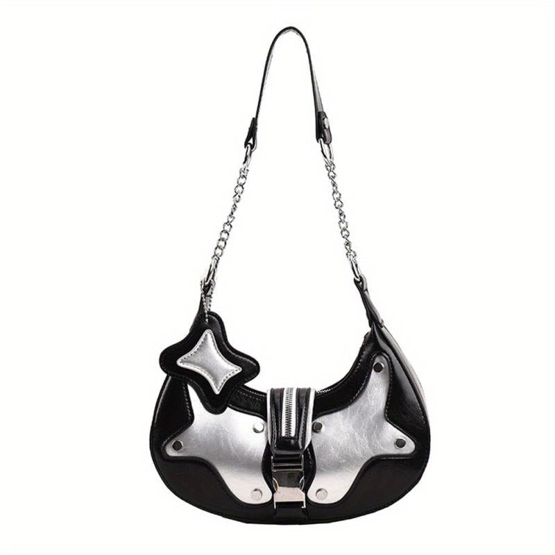 Y2K Studded Decor Hobo Bag Chain Crossbody Bag Punk Style