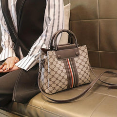 Geometric Pattern Handbag Striped Crossbody Vintage Top Handle Purse