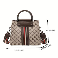 Geometric Pattern Handbag Striped Crossbody Vintage Top Handle Purse