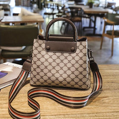 Geometric Pattern Handbag Striped Crossbody Vintage Top Handle Purse
