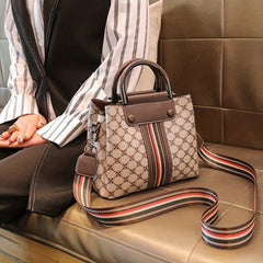 Geometric Pattern Handbag Striped Crossbody Vintage Top Handle Purse