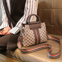 Geometric Pattern Handbag Striped Crossbody Vintage Top Handle Purse