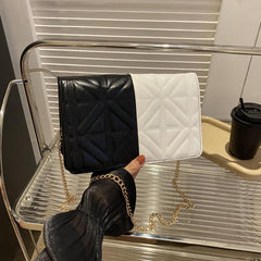 Colorblock Quilted Square Bag Stylish Flap Shoulder Chain Bag