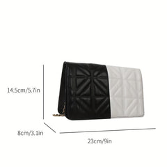 Colorblock Quilted Square Bag Stylish Flap Shoulder Chain Bag