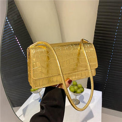 Crocodile Pattern Shoulder Bag Flap Underarm Bag Women's Stylish Casual Handbag