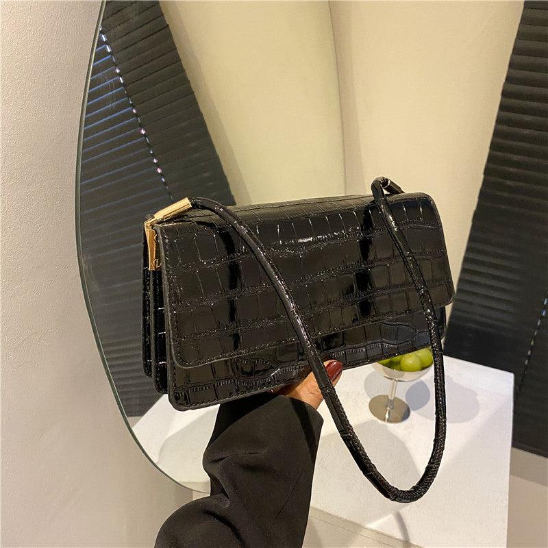 Crocodile Pattern Shoulder Bag Flap Underarm Bag Women's Stylish Casual Handbag