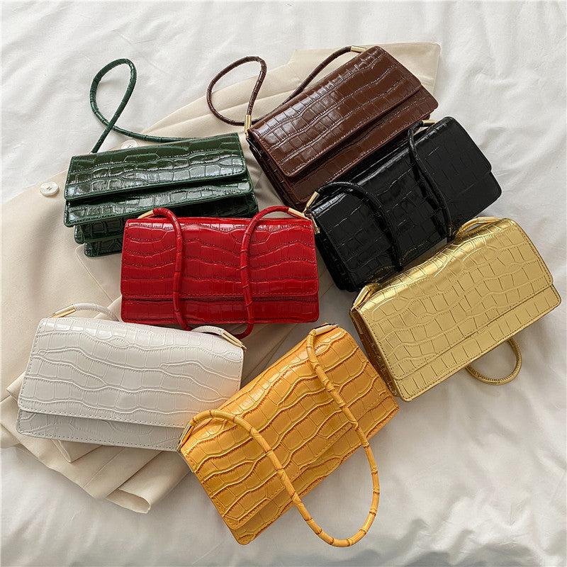 Crocodile Pattern Shoulder Bag Flap Underarm Bag Women's Stylish Casual Handbag