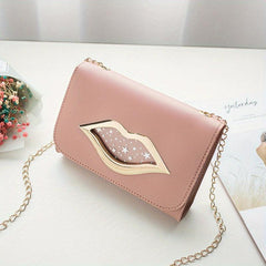 Star Pattern Shoulder Bag Lips Decor Crossbody Chain Bag Women's Purse