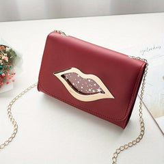 Star Pattern Shoulder Bag Lips Decor Crossbody Chain Bag Women's Purse