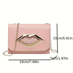 Star Pattern Shoulder Bag Lips Decor Crossbody Chain Bag Women's Purse