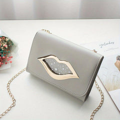 Star Pattern Shoulder Bag Lips Decor Crossbody Chain Bag Women's Purse