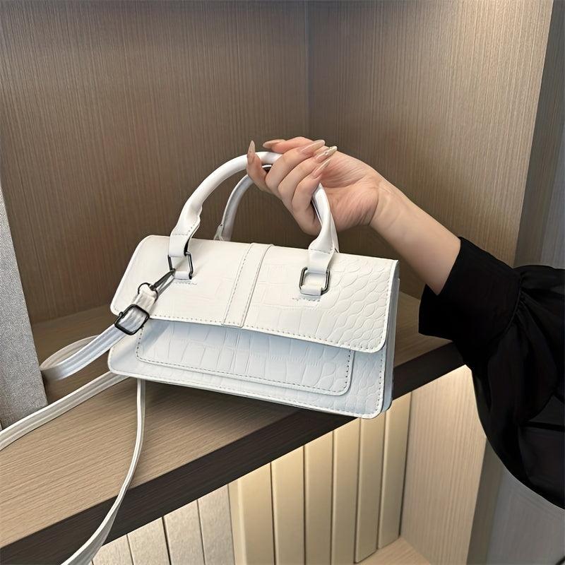 Crocodile Embossed Ba Flap Satchel Bag Crossbody Bag