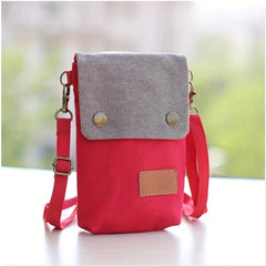 Canvas Crossbody Bag Snap Button Square Purse Flap Phone Bag