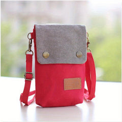 Canvas Crossbody Bag Snap Button Square Purse Flap Phone Bag