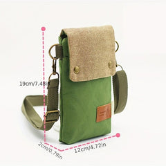 Canvas Crossbody Bag Snap Button Square Purse Flap Phone Bag
