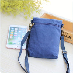 Canvas Crossbody Bag Snap Button Square Purse Flap Phone Bag