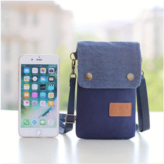 Canvas Crossbody Bag Snap Button Square Purse Flap Phone Bag