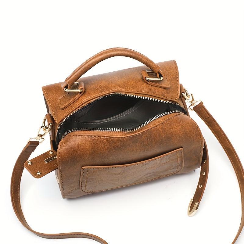 Vintage Studded Crossbody Bag Vegan Leather Shoulder Purse