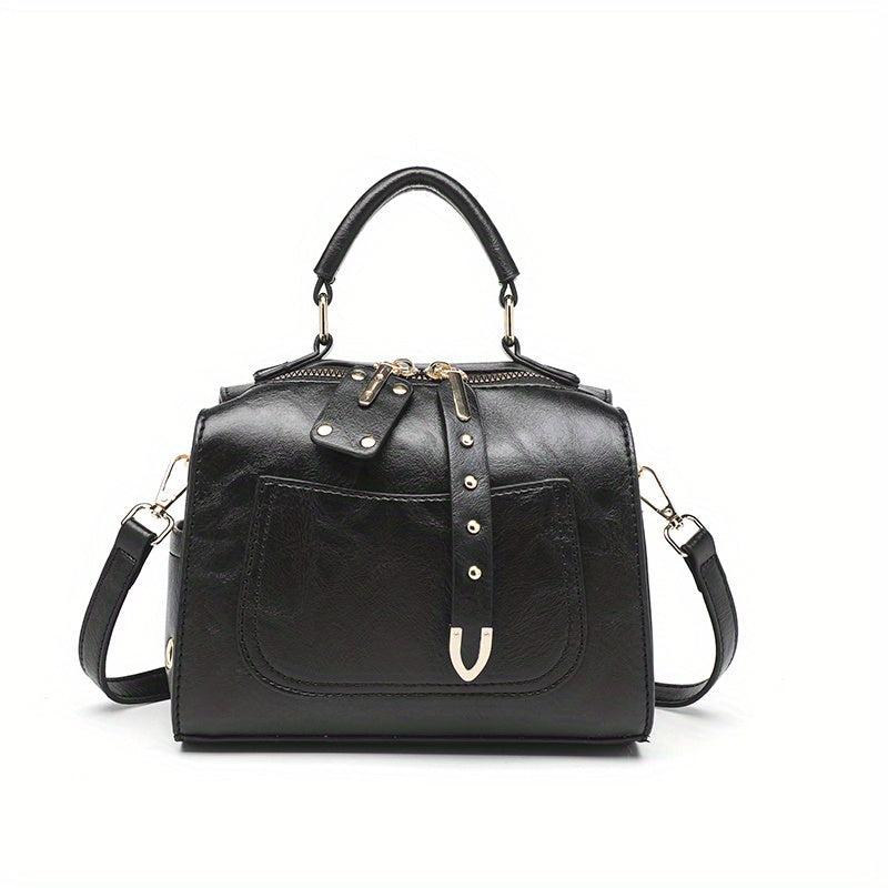 Vintage Studded Crossbody Bag Vegan Leather Shoulder Purse