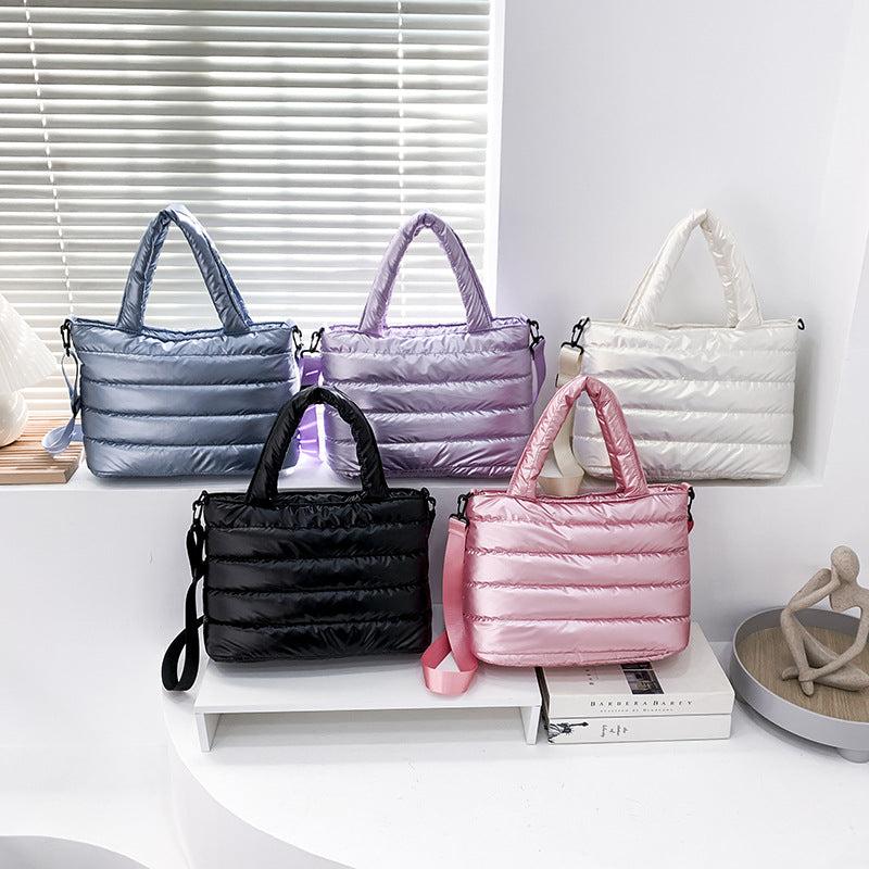 Puffer Quilted Tote Bag Large Capacity Crossbody Handbag