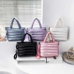 Puffer Quilted Tote Bag Large Capacity Crossbody Handbag