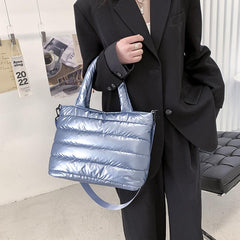 Puffer Quilted Tote Bag Large Capacity Crossbody Handbag