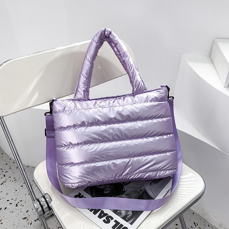 Puffer Quilted Tote Bag Large Capacity Crossbody Handbag
