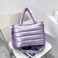 Puffer Quilted Tote Bag Large Capacity Crossbody Handbag