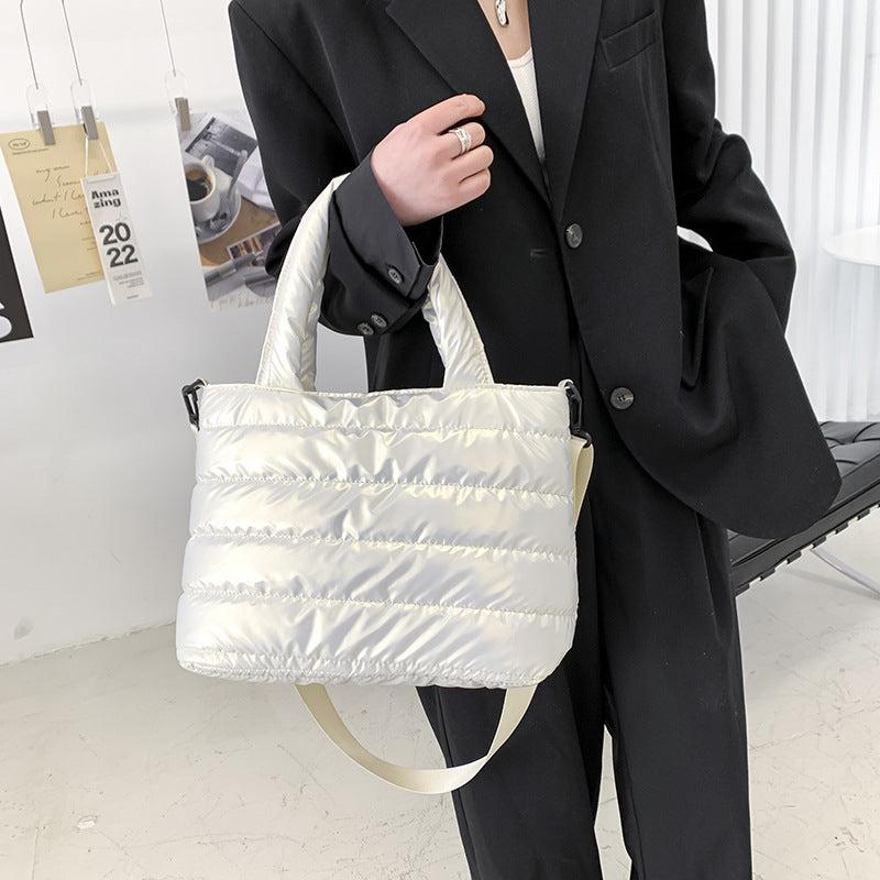 Puffer Quilted Tote Bag Large Capacity Crossbody Handbag