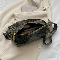 Floral Embossed Retro Style Shoulder Bag PU Leather Zipper Crossbody Bag