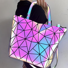 Geometric Luminous Hand Bag Holographic Reflective Crossbody Bag