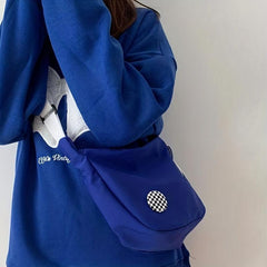 Kpop Nylon Crossbody Bag Solid Shoulder Bag Large Capacity Hobo Bag