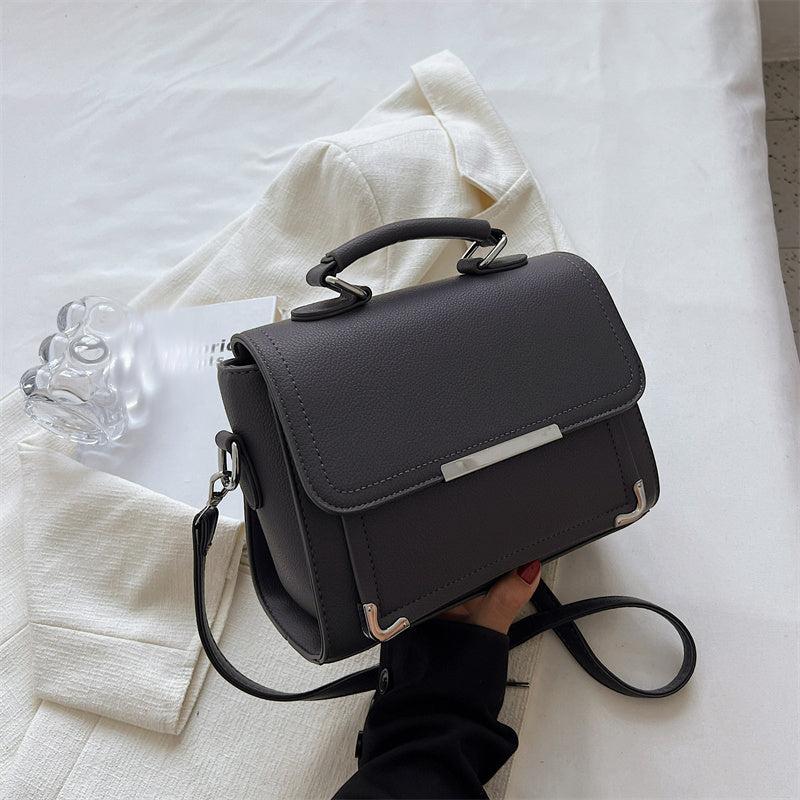 Metal Decor Crossbody Bag Faux Leather Purse 9x7x3 Inch