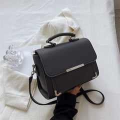 Metal Decor Crossbody Bag Faux Leather Purse 9x7x3 Inch