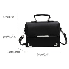 Metal Decor Crossbody Bag Faux Leather Purse 9x7x3 Inch